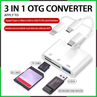 AKIN Card Reader USB Type C Micro Lightning Adapter TF SD USB 3.0 NK303T 3 in 1 OTG Converter untuk