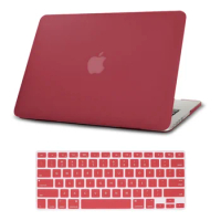 Laptop Case for Apple MacBook Air 13/11 Inch/Pro 13/15 Inch Wine Red Hard Shell Protective Shell + Keyboard Cover