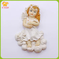 3D Angel Holding Peace Dove Silicone Mould Chocolate Fondant Dessert Mold Polymer Clay Mold Cake Decoration Soap Tool