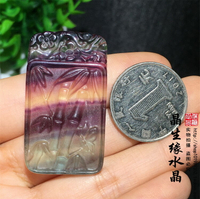 天然螢石雕刻小吊墜平安扣裸石有孔無繩實物圖特價