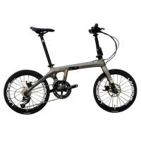 JAVA ARIA 20" Folding Bike Carbon Fiber Frame Folding Bicycle 18 Speed Double Disc Brake 406 Small Wheel Bike 40mm Rim Height