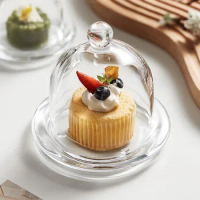 Dessert Plate Clear Glass with Lid Dustproof Dinner Plate Buffet Bread Fruit Food Display Glass Cover