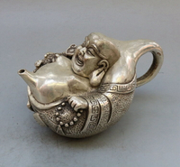 銅器彌勒佛銅茶壺彌勒佛酒壺 純銅壺黃銅壺工藝品擺件
