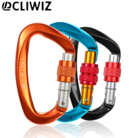 CLIWIZ Brand 25KN Mountaineering Caving Rock Climbing Screw Lock Carabiner D Shaped Safety Master Buckle With UIAA/CE