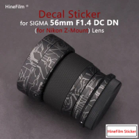 Lens Decal Skins for Sigma 56 F1.4 DC DN for Nikon Z Mount Lens Protective Skin 56mm 1.4 Lens Sticker Anti-scratch Cover Film