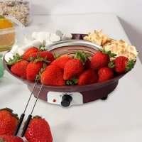 Electric Fondue Pot Set with 3 Section Food Tray and 2 Dipping Forks Cheese Fondue Maker Electric Fondue Maker Housewarming Gift