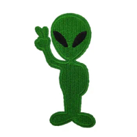 3.25" Green Peace Alien patch ufo flying saucer roswell area 51 tv movie retro iron on patch badge