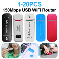 20-1Pcs 4G LTE Wifi Router Wireless Unlock Modem 4G SIM Card Car Wi-Fi Dongle Pocket Hotspot 150Mbps USB Router Mobile Broadband