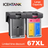 ICEHTANK 67XL Ink Cartridge Compatible for HP 67 for hp67 Deskjet 2723 2752 1225 6010 6020 6052 6055 6420 6452 4152 4140 4155