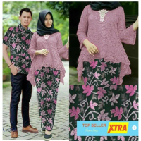 Baju  COUPLE BIANCA DUSTY SL Batik couple brukat dusty pink Kekinian
