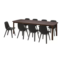STRANDTORP/ODGER 餐桌附8張餐椅, 棕色/碳黑色, 150/205/260 公分