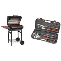 Charcoal Grill Smoker Combo with Cuisinart 13-Piece BBQ Tool Set