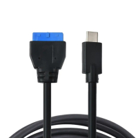 Kabel Sambungan, USB C ke IDC20P Pengepala Panel Depan ke USB C Jenis C Lelaki ke IDC20P Perempuan,
