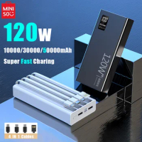 Miniso 120W 50000mAh High Capacity Power Bank 4 in 1 Fast Charge Powerbank Portable Battery Charger For iPhone Huawei Samsung