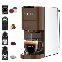 4-in-1 Stainless Steel Espresso Machine Compatible with K-Cup/Nespresso/Ground Coffee/illy ESE Compact Portable Design Perfect