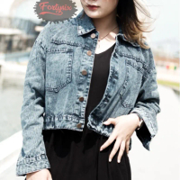 Outer Atasan Jaket Wanita / Jaket Cewek Kain Jeans Denim model Belah Belakang Crop terbaru harga mur
