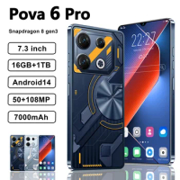 Original Pova 6 Pro Smartphone 5G 7.3inch HD 16G+1TB Cell Phone Dual SIM Mobile Phones 50+108MP 7000mAh Android 13 Unlocked NFC