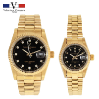 【Valentino Coupeau】黑面晶鑽全金不鏽鋼殼帶男女手錶-e(范倫鐵諾 古柏 VCC)
