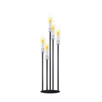 Black Taper Candle Holders for LED Candles Metal 5 Arms Candelabra Candlestick Holders for Wedding Engagement Party Decoration