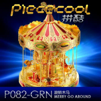 Piececool 3D Metal Puzzle Merry GO Around Carousel P082-GRN 3D laser cutting Jigsaw puzzle DIY Metal model Puzzle Toys For Audit