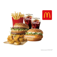 麥當勞大麥克+勁辣鷄腿堡+麥克鷄塊10塊+薯條(中)+可樂(小)*2好禮即享券