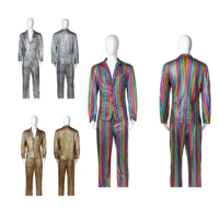 Christmas Retro 70S 80S Disco Dance Cosplay Costume Adult Men Coat Pants Outfits Carnival Party Suit