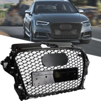 RS3 Style Front Hood Henycomb Bumper Grille Grill For Audi A3 S3 2013 2014 2015 2016 (Without RS3 ) With Logo