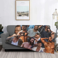 Can Yaman Photo Collage Blanket Muscles Actor Model Flannel Funny Warm Throw Blankets for Home Restaurant All Season