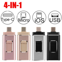 4 in 1 OTG USB Flash Drive 16g 32gb 64gb 128gb 256gb memory Stick Type-C Pen drive for samsung S9 S8 iphone X 8 7 android phones