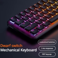 ECHOME 65key Low Profile Mechanical Keyboard Wired Hot-swappable RGB Backlight Customized Gaming Keyboard Laptop Office Portable