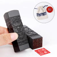 Custom Chinese Name Stamp Natural Solid Wood Name Seals Wooden Sealing Dragon Phoenix Carved Private Chop School Couple Gifts