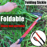 Agricultural Folding Sickle Long Handle Cutting Wheat Lawn Mower Gardening Grass Weeding Knife Farm Scythe Sickle Garden Tools