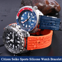 Men Diver Silicone Sports Watch Band 20mm 22mm For Citizen Seiko IWC Omegas Waffle Strap Bracelet Fashion Universal Rubber Chain