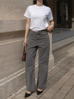 [Hashtagem] - Quần Jean Nữ LSJ.20 Loose Jeans Gravel Gray Ống Suông Rộng Lưng Cao Màu Xám Khói
