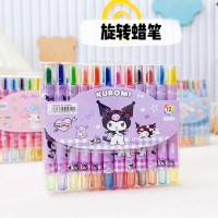 Anime Sanrio Crayon Kuromi Cinnamoroll Rotating Crayon Color Drawing Pen Stationery Oil Pastel Child