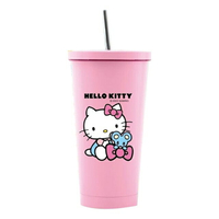 小禮堂 Hello Kitty 不鏽鋼吸管杯 750ml (粉老鼠蝴蝶結款)