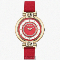 【VERSUS】VERSUS凡賽斯女錶型號VV00022(大紅色錶面玫瑰金錶殼大紅色真皮皮革錶帶款)