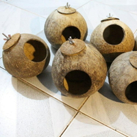 鳥籠 創意椰殼鳥窩椰子殼鳥籠鳥巢鳥窩倉鼠蜜袋繁殖窩鬆鼠窩擺件裝飾屋-快速出貨
