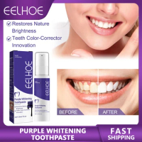 Purple Brightening Toothpaste Dental Cleaning Care Remove Odors Stains Whitening Yellow Teeth Fresh Breath Oral Cavity Care