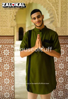 House of Cuff Baju Koko Kurta Pakistan Lengan Pendek Muslim Gamis Pria Houseofcuff H - HIJAU ARMY