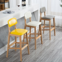 北歐復古實木吧臺椅酒吧凳咖啡廳休閑創意吧臺凳美式家用高腳椅子