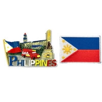 菲律賓3D立體磁鐵+菲律賓國旗電繡貼【2件組】彩色磁鐵 冰箱磁鐵 白板磁鐵 辦公磁鐵 立體冰箱貼