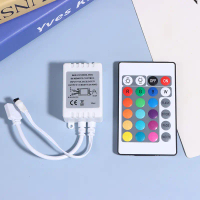 ตัวควบคุม LED แบบรีโมท 24 คีย์ กล่องควบคุม IR RGB รองรับการควบคุมได้ทั้ง 1 เครื่องหรือ 2 เครื่อง พร้