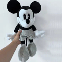 HEROCROSS Disney Plush Toys 45cm Classic Retro Black And White Mickey Mouse Animal Stuffed Soft Doll Boy Birthday Gift