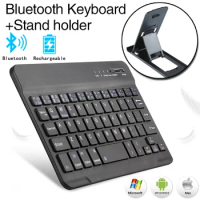 Keyboard Wireless Bluetooth Keyboard for Ipad Phone Tablet Mini Wireless Rechargable Keyboard + (Tablet PC/Mobile Phone) Holder