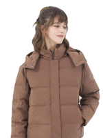 เสื้อแจ็คเก็ตผู้หญิงแขนยาว Loose Detachable Hooded Down Jacket สีน้ำตาล Mustang