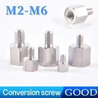 304 stainless steel screw M2 M2.5 M3 M4 M5 M6 nut bolt external hexagonal conversion screw Internal and external teeth small