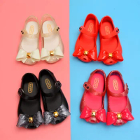Children's Princess Shoes Kids Girl Fashion Mini Melissa Bow Jelly Shoes Summer Baby PVC Cany Shoes Beach Sandals