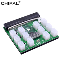 CHIPAL Breakout Board 17 / 12 Port 6Pin Connector LED Display 12V Power Module for HP 1200W 750W PSU for GPU Graphics Card