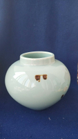 日本回流青瓷飛青花瓶，款洛山，清水燒名家平安洛山 。全品全新